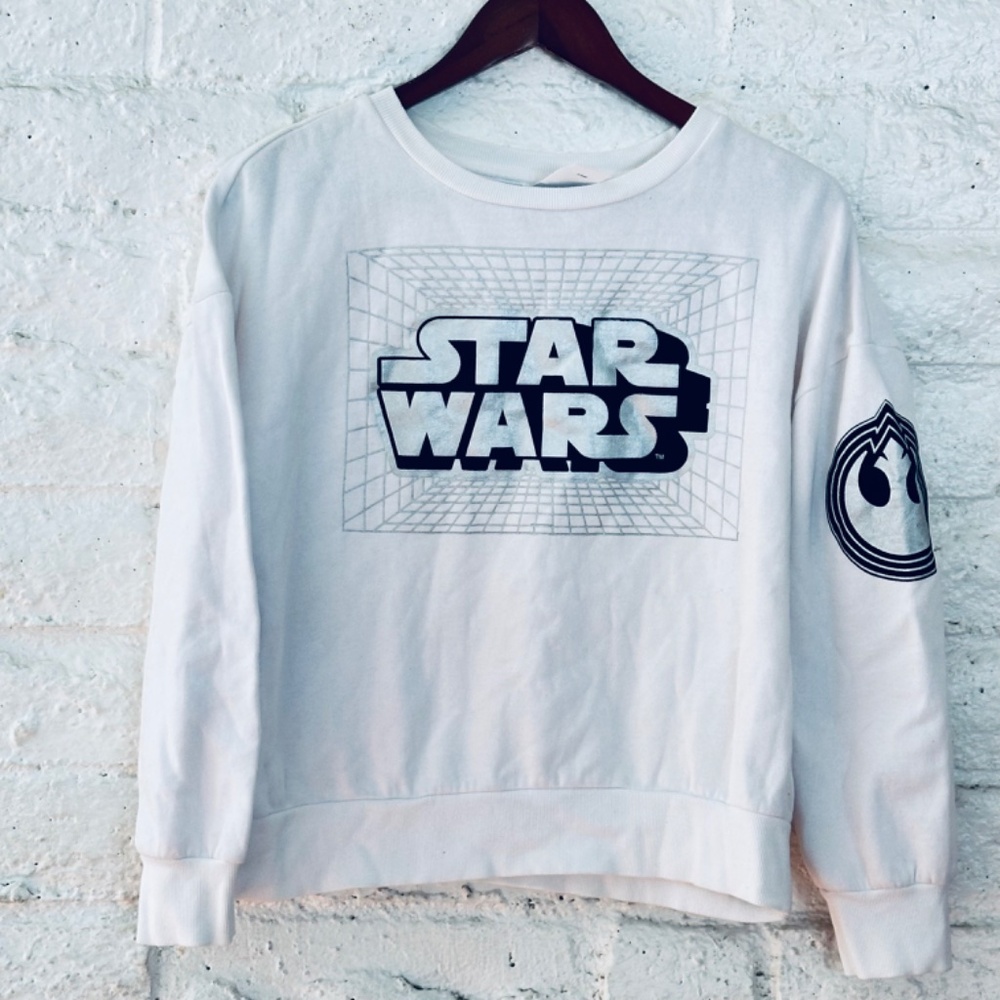 Disney's Star Wars Logo Pullover Sweatshirt-Women white size M - Picture 4 of 6